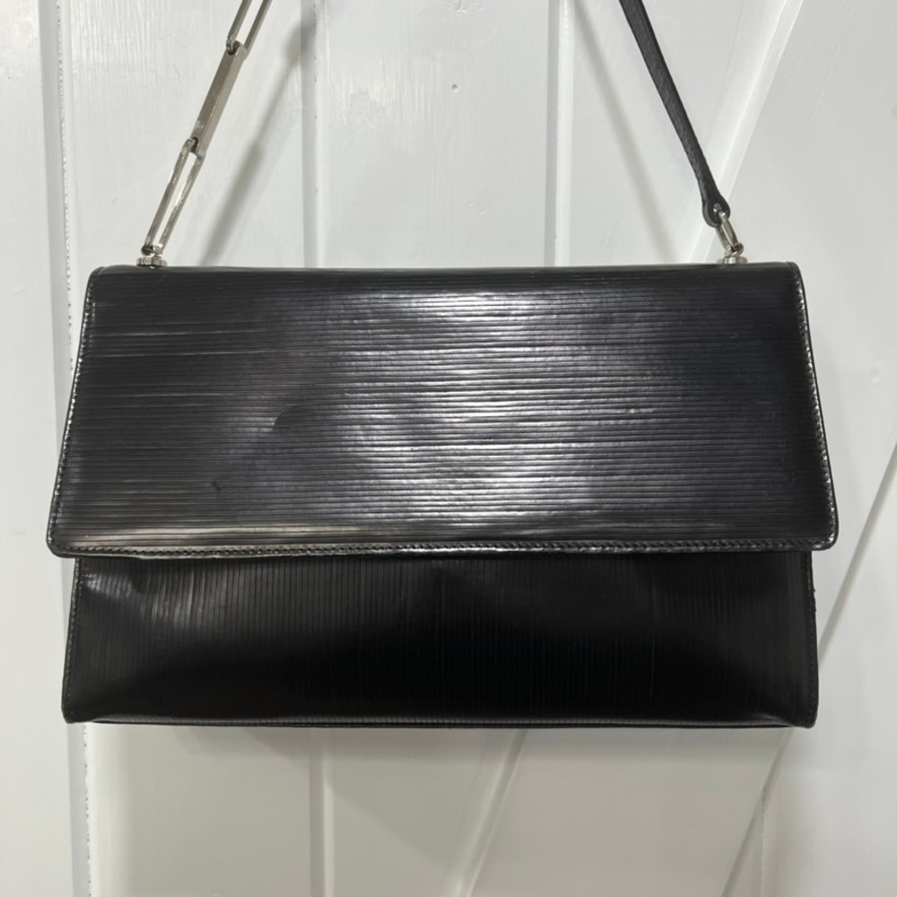 PIBRA Leather Shoulder Purse Square Structure Black Leather Italy - Picture 2 of 16